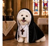 Halloween Nun Cat Dog Costume for Small to Medium Pets, Black White Pet Outfit for Cats and Dogs, Dachshund Fancy Dress, Cat Halloween Costume, Clothing & Accessories for Dogs (L)