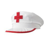 Halloween Nurse Caps Octagonal White Red Cross Costume Prop