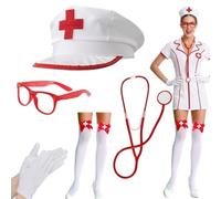 Halloween Nurse Costume Accessories Role Play Set with Stockings Hat Prop
