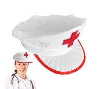 Halloween Nurse Hats Red Cross White Adjustable Caps Prop