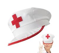 Halloween Nurse Hats Red Cross White Adjustable Caps Prop