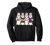 Halloween Nurse Squad Ghost Scrubs Stethoscope Women Pullover Hoodie