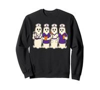 Halloween Nurse Squad Ghost Scrubs Stethoscope Women Sweatshirt