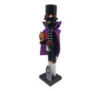 Halloween Nutcracker - 14" Wooden Spooky Figurine for Home Decor, Holiday Accent with Decorative Function, Nutcracker Statue for Table, Bookcase, Nightstand,