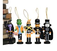 Halloween Nutcracker Ornaments Wooden 5pcs Party Ornaments - Small Halloween Nutcracker | Tree Party Home Office Classroom Window Haunted House