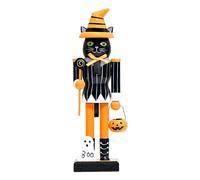 Halloween Nutcracker Soldier, 2025 New 10 Inch Wooden Nutcracker Figures, Uniques Halloweens Nutcrackers Soldiers Puppet Statues Ornaments Decor (Cat)