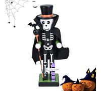 Halloween Nutcracker Soldier, 25cm Wooden Nutcracker Figures - Spooky Halloween Decorative Figurine,Uniques Halloweens Nutcrackers Soldiers Puppet Statues Ornaments Decoration