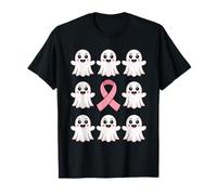 Halloween October Breast Cancer Awareness Pink Cute Ghosts T-Shirt
