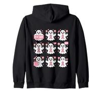 Halloween October Breast Cancer Awareness Pink Cute Ghosts Zip Hoodie
