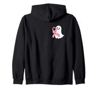 Halloween October Breast Cancer Awareness Pink Cute Ghosts Zip Hoodie