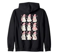 Halloween October Breast Cancer Awareness Pink Cute Ghosts Zip Hoodie