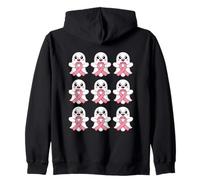Halloween October Breast Cancer Awareness Pink Cute Ghosts Zip Hoodie