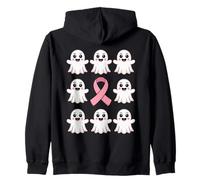 Halloween October Breast Cancer Awareness Pink Cute Ghosts Zip Hoodie