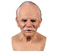 Halloween Old Man Mask, The Elder Old Man Headgear Realistic Silicone Masquerade Full Head Tricky Props, Halloween headdress Real human Horror Wig Party props headgear Dress up, Realistic Wrinkles