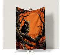 Halloween Orange Blanket Fantastic Mysterious Natural Artistic Warm Bed Blanket Soft Fuzzy Cozy For children teenagers adults and the elderly Throw (130 x 150CM)