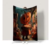 Halloween Orange Couch Blanket Fantastic Childlike Retro Cozy Blanket Fluffy Soft Warm For children teenagers adults and the elderly Queen (200 x 200 CM)