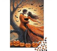 Halloween Orange Couple 1000 Pieces Jigsaw Puzzles For Adults Challenging Game Stress Relieving Entertainment Exercise The Memory of The Brain for The Whole for Women, Gifts for Men 100
