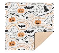 Halloween Orange Ghost Pumpkin Cute Foldable Baby Play mat Foldable for Indoor Outdoor Portable Foldable Baby Kick Crawling Mat for Baby Kids Toddlers Infants, 50'' x 50''tapete Piano para
