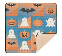Halloween Orange Ghost Pumpkin Soft Thick Baby Play mat Foldable for Floor Lightweight Foldable Playroom Activity Mat for Babies Infants Toddlers, 50'' x 50''para juegos de