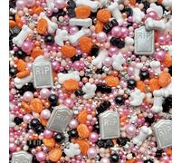 Halloween orange pink silver metallic vegan sprinkles edible pearls rods cupcake cake toppers biscuits pearls decoration 100s 1000s halloween party baking CREEP IT CUTE