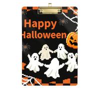Halloween Orange Pixel Acrylic Nurse Pocket clipboard Standard Letter A4 Size Standard Hole for Police Office Nurse Football Coaches Gold 12x9in Tabla para escribir