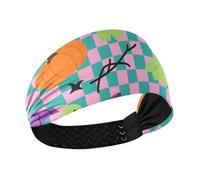 Halloween Orange Pumpkin Bat Moisture Wicking womens headband Elastic sweat bands for head for make up basketball hiking Cycling diademas para el pelo de mujer