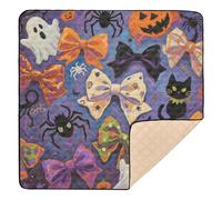 Halloween Orange Pumpkin Bow Soft Padded Thick Play mat for Baby for Indoor Outdoor One-Piece Foldable Baby Crawling Mat for Baby Kids Toddlers Infants, 50'' x 50''tapete de gimnasio para