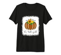 Halloween Orange Pumpkin Buffalo Plaid It's Fall Y'all Women Premium T-Shirt