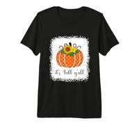 Halloween Orange Pumpkin Buffalo Plaid It's Fall Y'all Women Premium T-Shirt