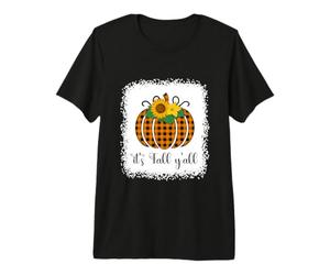 Halloween Orange Pumpkin Buffalo Plaid It's Fall Y'all Women Premium T-Shirt
