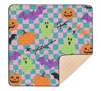 Halloween Orange Pumpkin Ghost Bat Large Non-Slip Baby Care Play mat for Indoor Outdoor Non-Toxic Foldable Baby Kick Crawling Mat for Babies Infants Toddlers, 50'' x 50''alfombras con Musica