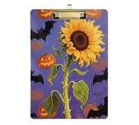 Halloween Orange Pumpkin Sunflower Acrylic Girl clipboard Standard Letter A4 Size Standard Hole for Student Girls Kids Teacher clipboard Gold 12x9in Tablas para escribir
