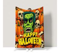 Halloween Orange Throw Blanket Fantastic Dark Festive Artistic Travel Blankets Fluffy Soft Warm For children teenagers adults and the elderly Queen (200 x 200 CM)