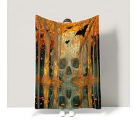 Halloween Orange Throw Blanket Mysterious Dark Retro Fantastic Travel Blankets Fluffy Soft Warm For children teenagers adults and the elderly Queen (200 x 200 CM)