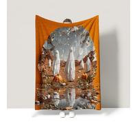 Halloween Orange Warm Bed Blanket Fantastic Dark Artistic Retro Couch Blanket Super Soft Warm For children teenagers adults and the elderly Double (150 x 200 CM)
