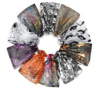 Halloween Organza Bags 4x6 Small Mesh Bag Drawstring 50 Pcs Mesh Gift Bags Drawstring Pouch Jewelry Pouches Bulk Trick or Treat Favor Bags Gift Pouch for Candy Make up Soaps Halloween Party Supplies