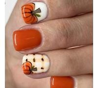 Halloween Oriented Short Square False Hoofs Pumpkin Checkered Creation Recyclable ABS Substance Green Persist for Women Thanksgiving False