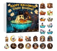 Halloween Ornament Countdown Calendar - 24 Day Reading Ghost Countdown Calendar - 2D Acrylic Halloween Decorations for Indoor Home Haunted House Tree Fireplace