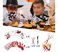 Halloween Ornaments Halloween Party Decoration Blood Hand Cake Around And The Card For Night Night Light (Red, One Size)
