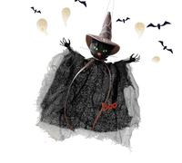 Halloween Ornaments - Haunted House Mesh Wall Decorations for Halloween | Spooky Cat Witch Pendant for Home | Party Photo Props for Garden Window Door Living Room Children's Room In