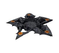 Halloween Outdoor Decor Gothic Halloween Bat Candle Holder Resin Craft Home Desktop Decoration Ornament Plate for (Black, 18X18X4. 5CM)