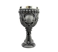 Halloween Outdoor Decor Silver Day of The Dead Ossuary Distorted Shrieking Morphing Wine Goblet 7oz Wine Chalice As Kitchen Decorative Halloween Party Centerpiece Double Wall Glass ( Grey, 20cm)