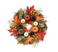 Halloween Outdoor Decorations Autumn Pumpkin Fall Decoration Made with Maple Leaves Pumpkins Real and Berries Suitable for and Thanksgiving Decorations. 661