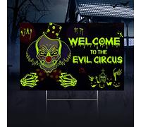 Halloween Outdoor Decorations Halloween Reflective Clown Yard Sign with Stakes Welcome to the Evil Circus Yard Sign Halloween Scary Clown Welcome Sign for Halloween Scary Party, Lawn, Garden, Yard