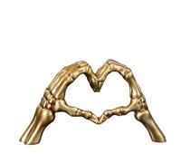 Halloween Outdoor Decorations Heart Hands Sculpture,Hand Gesture Desk Statues Ornaments,Couple Statue,Heart Shape Finger Gesture Sculpture for Bookshelf/Coffee Lighted Decorations for(Gold,23.7cm)