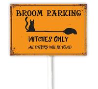 Halloween Outdoor Sign Broom Parking Witches Only Yard Sign With Stake Witches Halloween Decorations House Garden Patio Lawn Party Supplies 30x20 CM 31th October Decor