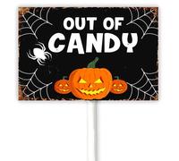 Halloween Outdoor Sign Out Of Candy Yard Sign With Stake Trick or Treat Halloween Decorations House Garden Patio Lawn Party Supplies 30x20 CM 31th October Decor