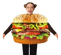 Halloween Outfit - Costume For Adults | Burger Suit For Parties | Novelty Hamburger Cosplay, Fun Stage Character Apparel, Creative Party Dress For Men Women, Theatrical Accessories