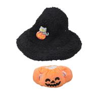 Halloween Outfit Set For 15-17cm Dolls Black Witch Hat Pumpkin Top Wizard Hat And Pumpkin Top For Collector Halloween Party Costume