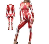 Halloween Outfits for Women - Elastic Dance Stage Muscle-patterned Print Jumpsuit for Women - Humorous Halloween Cosplay Bodysuit for Photo Shoots Christmas Themed Parties